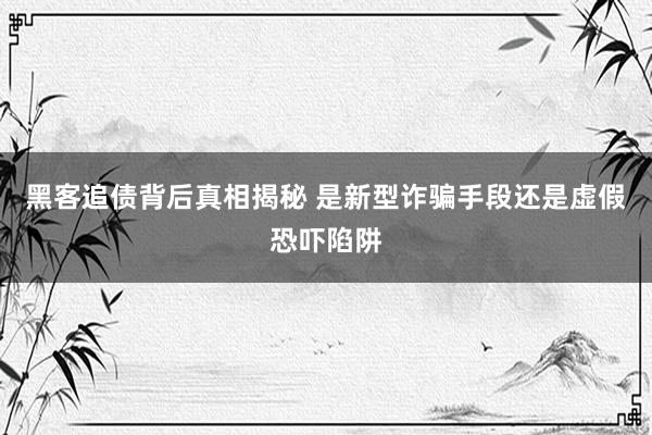 黑客追债背后真相揭秘 是新型诈骗手段还是虚假恐吓陷阱