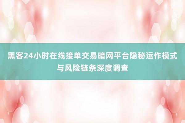 黑客24小时在线接单交易暗网平台隐秘运作模式与风险链条深度调查